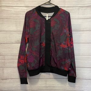 Fabletics Ithaca Jacket Romantic Print Full Zip and Snap Jacket -Size: Medium